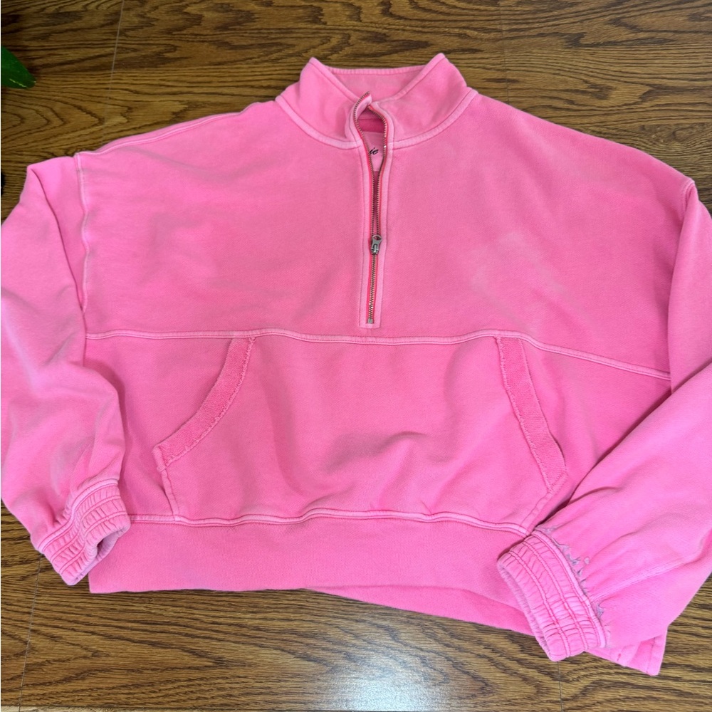 Aerie Pink Cowl Neck Sweatshirt with Oversized Fit